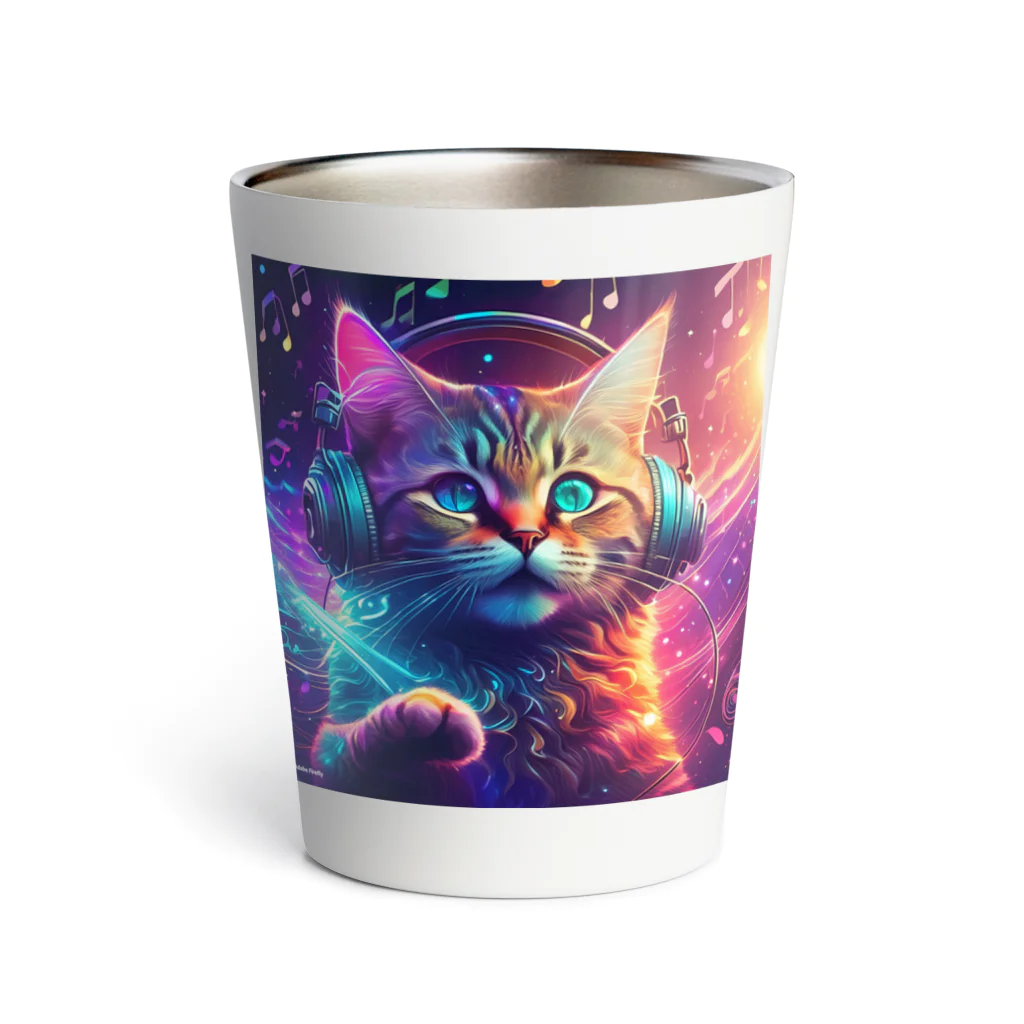 ねこ達と一緒のパーティーねこちゃん Thermo Tumbler