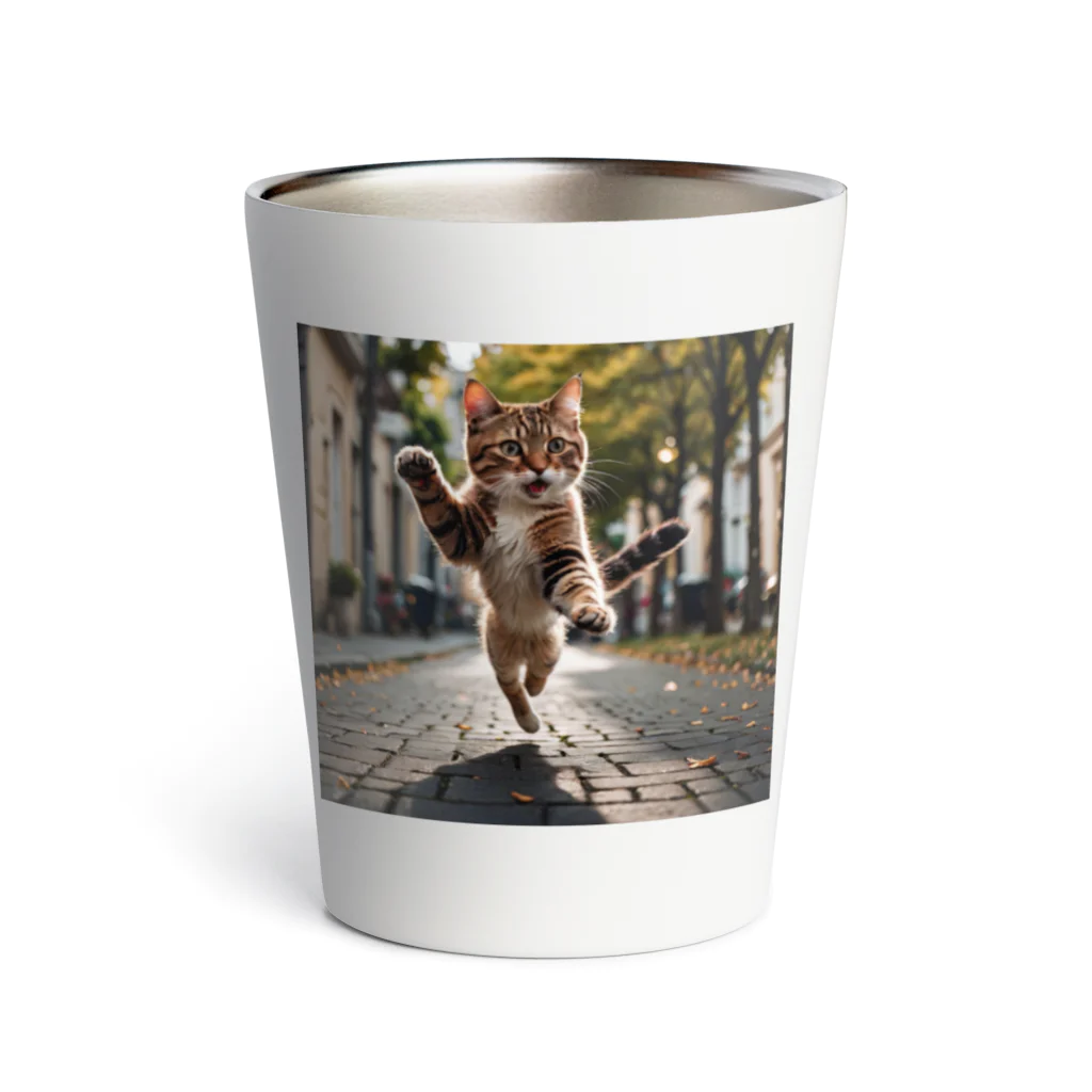 たそがれ！動物村の猫った驚いた Thermo Tumbler