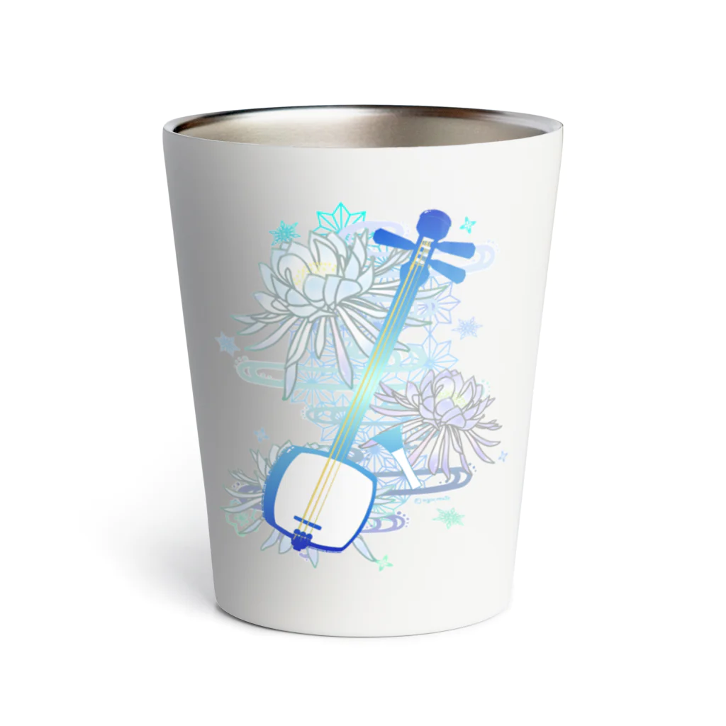 綾錦工房 りこりすの三味線 -雪月花-【月下美人】 Thermo Tumbler