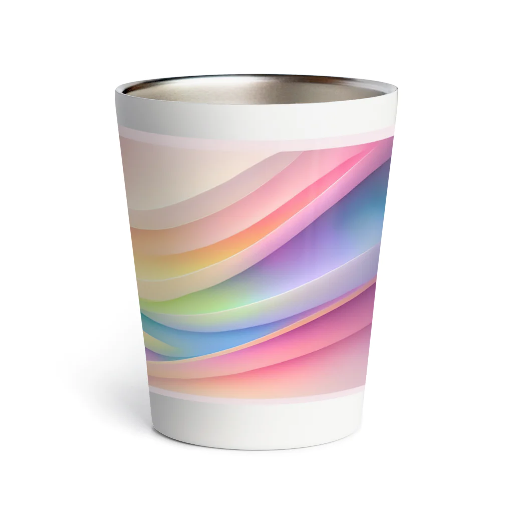 InkCraftsの虹色に輝く波の抽象的なデザイン Thermo Tumbler