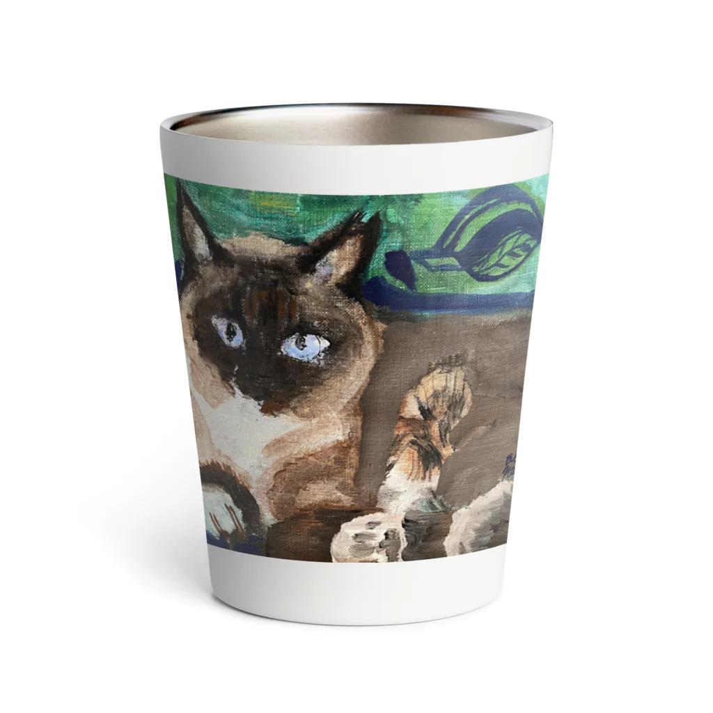 青い猫の青葉 Thermo Tumbler