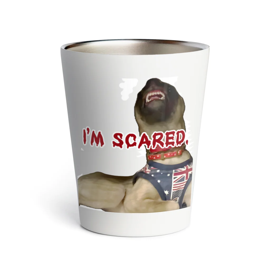 毛玉のおうちチャリティーグッズ販売suzuri部のI'M SCARED. Thermo Tumbler