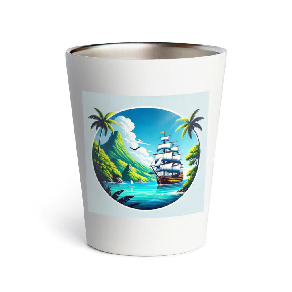 海の幸のカリブ海と船 Thermo Tumbler