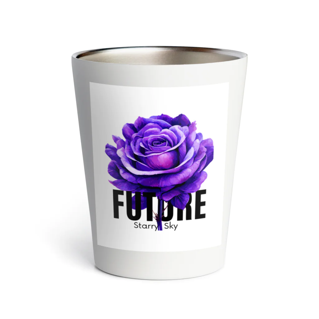 Future Starry Skyの紫色の薔薇 Thermo Tumbler