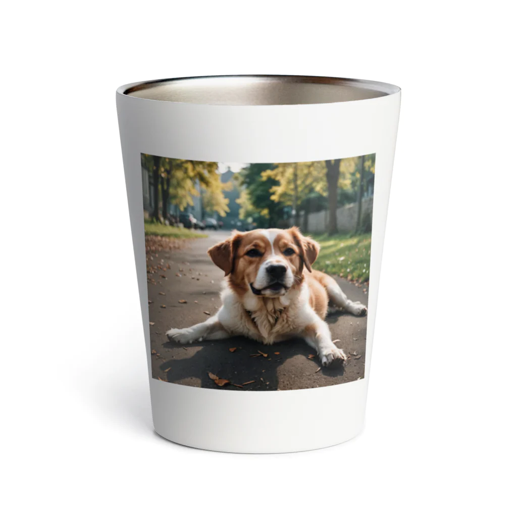 kokin0の足を広げて座る犬 Thermo Tumbler