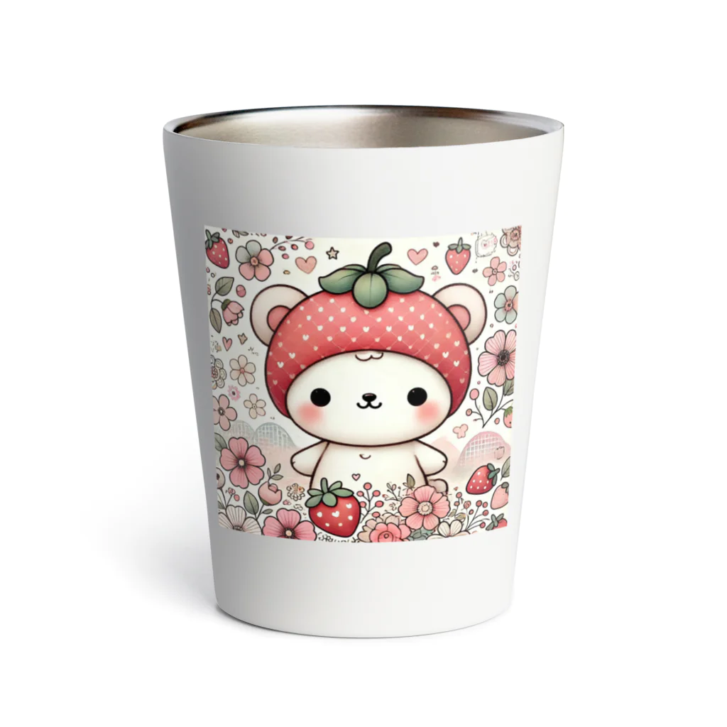 Snow-peaceの「いちご帽子のかわいいシロクマ」 Thermo Tumbler