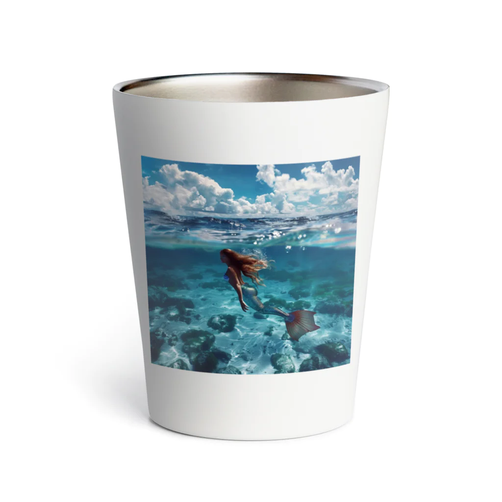 AQUAMETAVERSEのモルジブの大海原で人魚が泳いでいますsanae2074 Thermo Tumbler