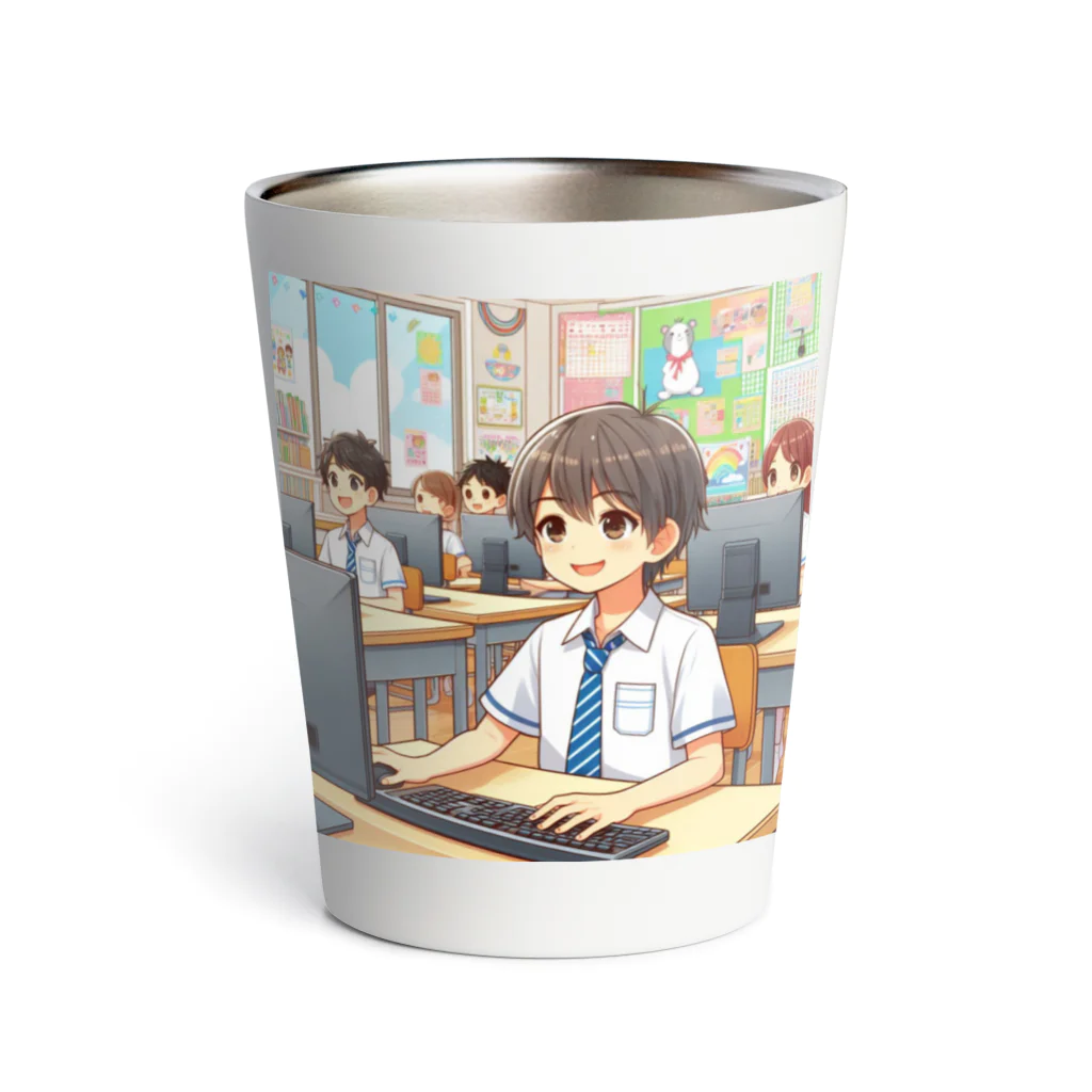 可愛い男の子イラスト販売所　By,keicyanの男の子　中学1年生　パソコン部 Thermo Tumbler