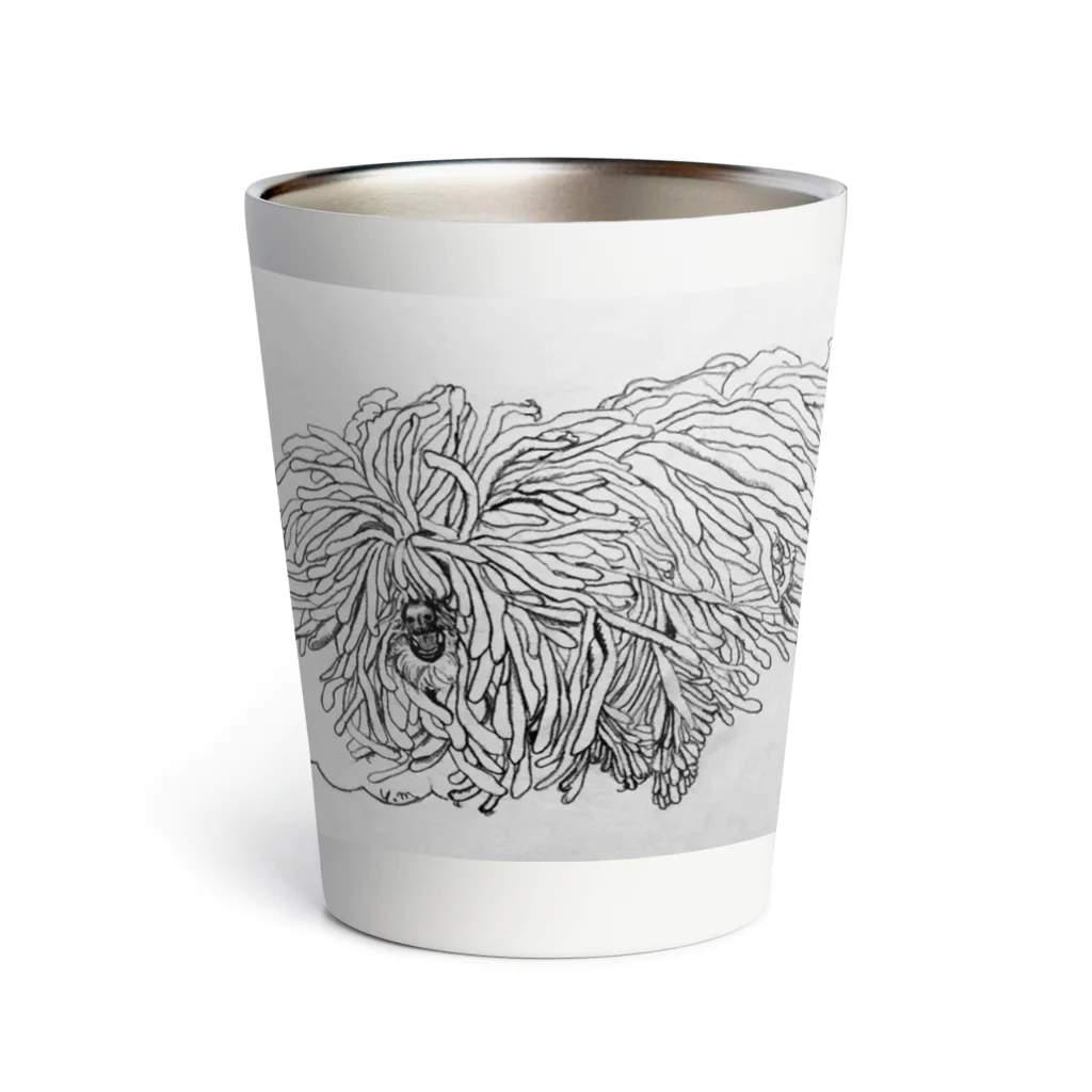 光平洋子のかしこいプーリー犬が転がる。 puli illustration  Thermo Tumbler