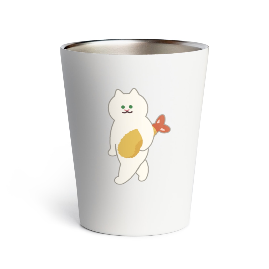SUIMINグッズのお店のエビフライをさわやかに運ぶねこ Thermo Tumbler