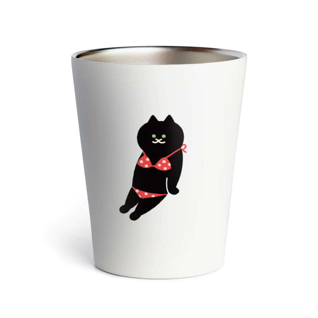 SUIMINグッズのお店の赤いビキニのねこ Thermo Tumbler