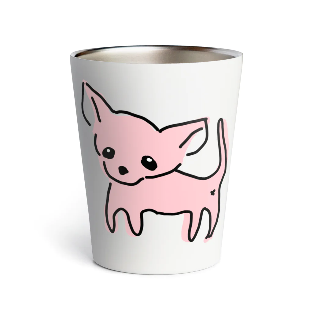 akane_art（茜音工房）のゆるチワワ（ピンク） Thermo Tumbler