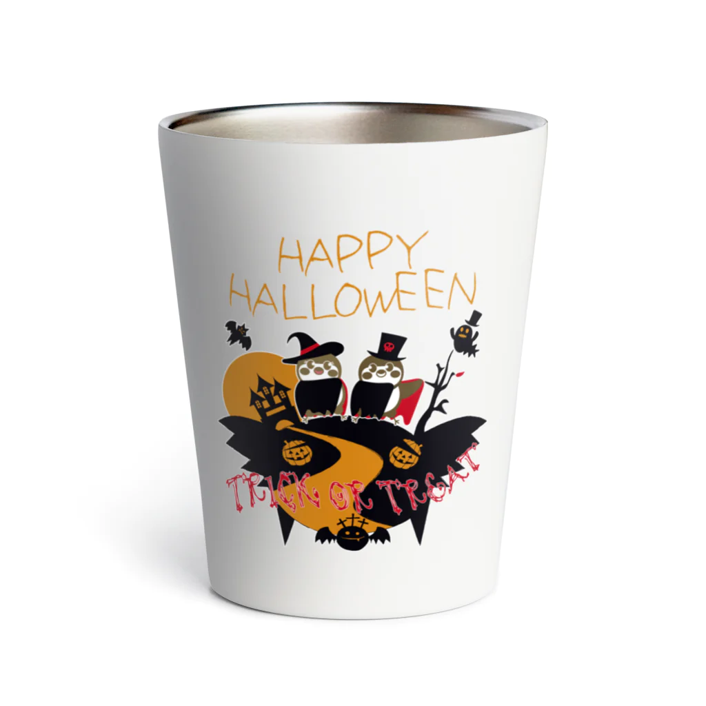 “すずめのおみせ” SUZURI店のハロウィン（だいちゃん＆りんちゃん） Thermo Tumbler