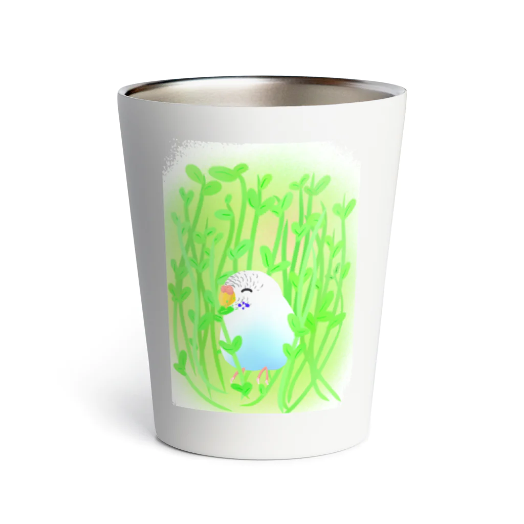 Lily bird（リリーバード）の豆苗まみれのセキセイちゃん Thermo Tumbler