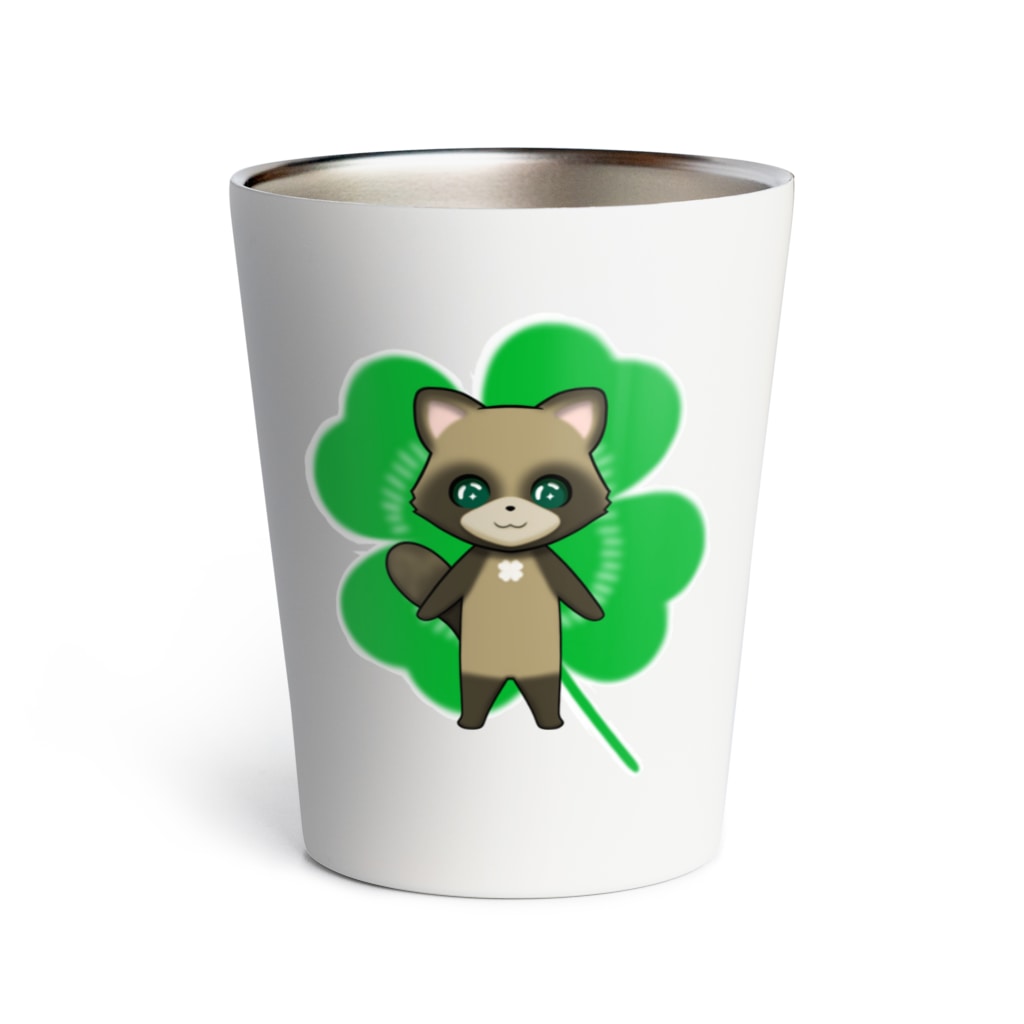 猫の隠れ家の四つ葉印の化け狸ちゃん Thermo Tumbler