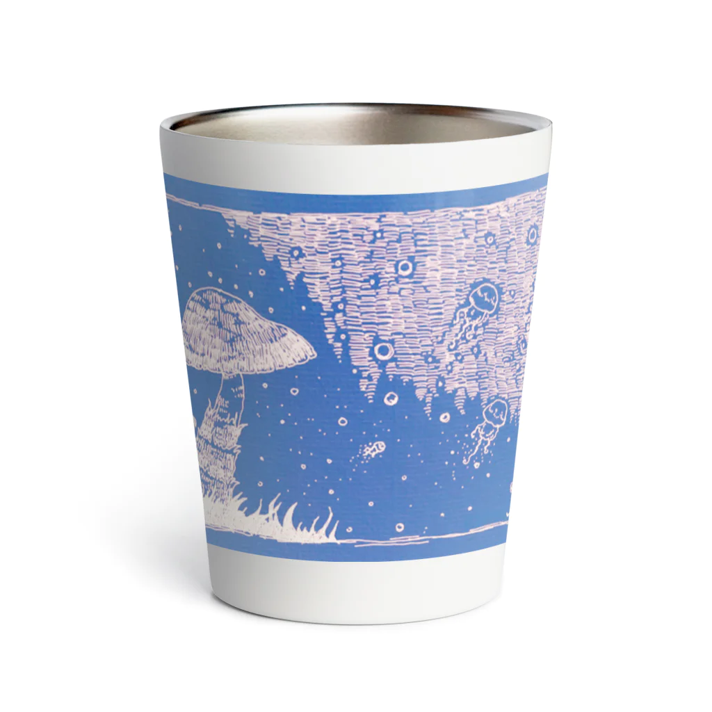 渡画楽吹 〜watarigarasu〜のjerryfish & mushroom  ピンク Thermo Tumbler