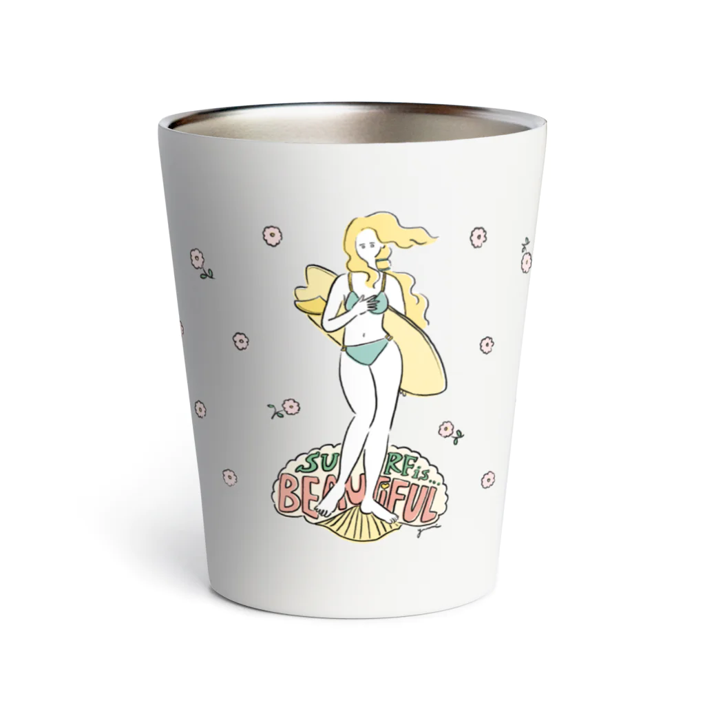 surf girl illustration yuriの波乗りヴィーナス Thermo Tumbler