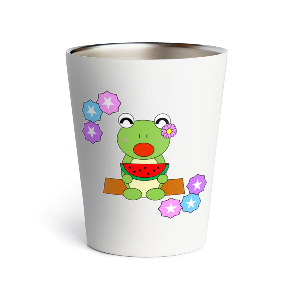 🐸かえるさんと仲間たち🐸のスイカとかえるさん Thermo Tumbler