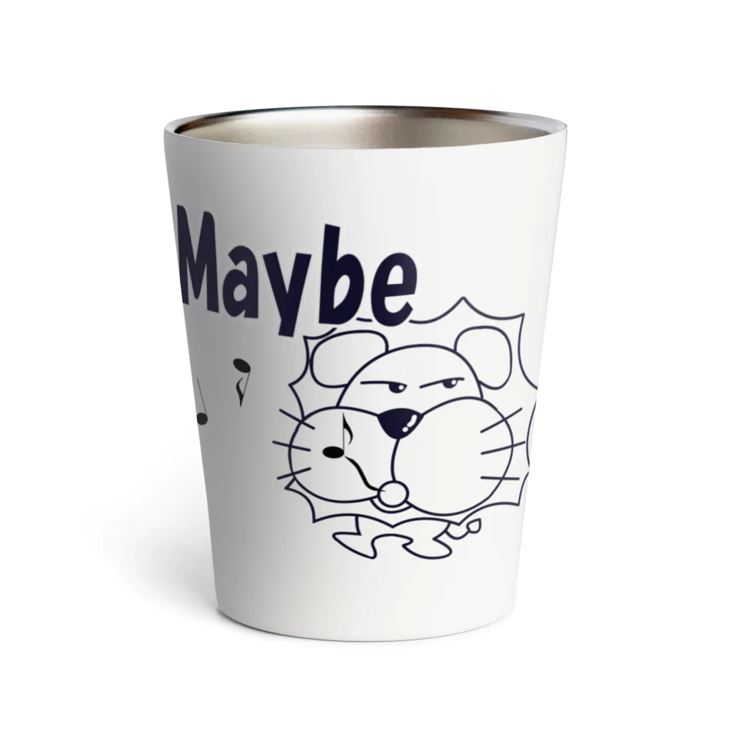 ワン太フルのTシャツ屋さんのライオン君 Maybe 黒 Thermo Tumbler