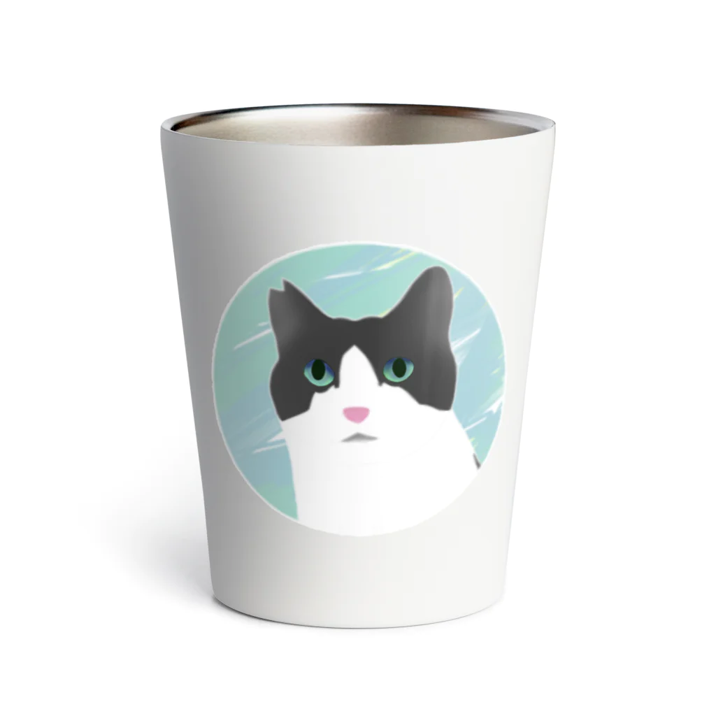 ひげ猫マリオのハチワレ猫 猫山さん Thermo Tumbler