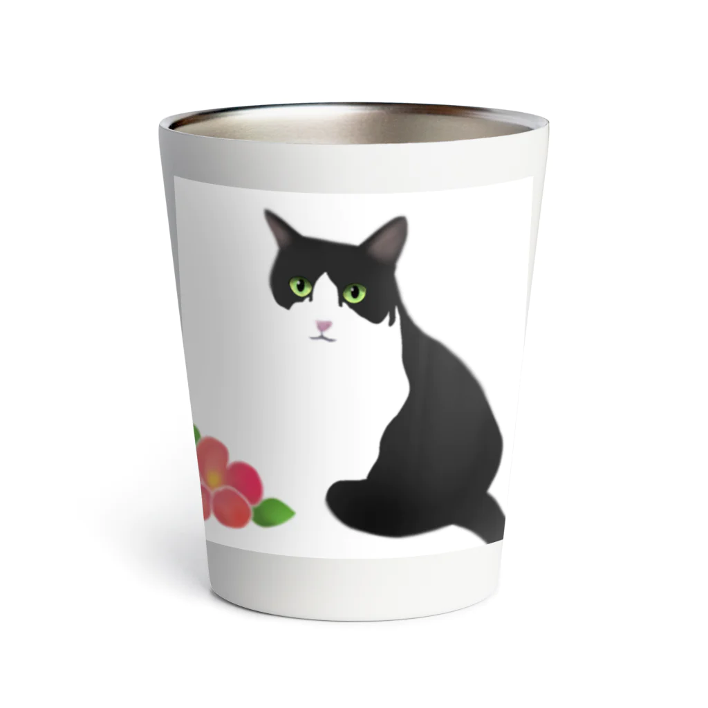 ひげ猫マリオの赤い花と猫山さん Thermo Tumbler