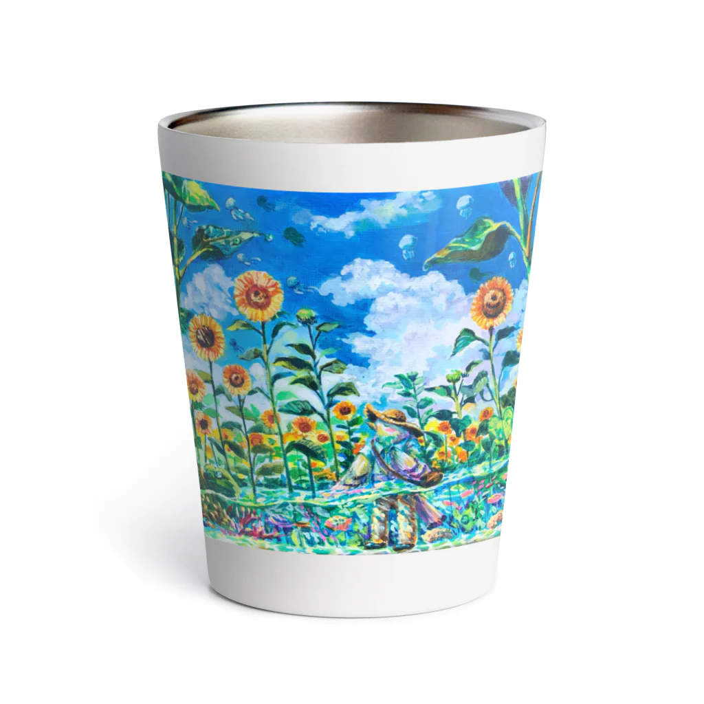 🌿Art shop Kano🌿のSea of a sunflower Thermo Tumbler