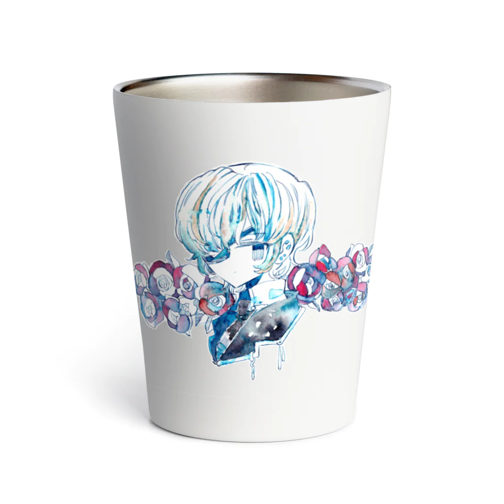 夜間 夢戸の青い花と青年 Thermo Tumbler