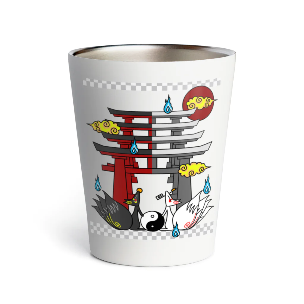 にゃーにゃー組@LINEスタンプ＊絵文字販売中！の四尾＊妖の夜 Thermo Tumbler