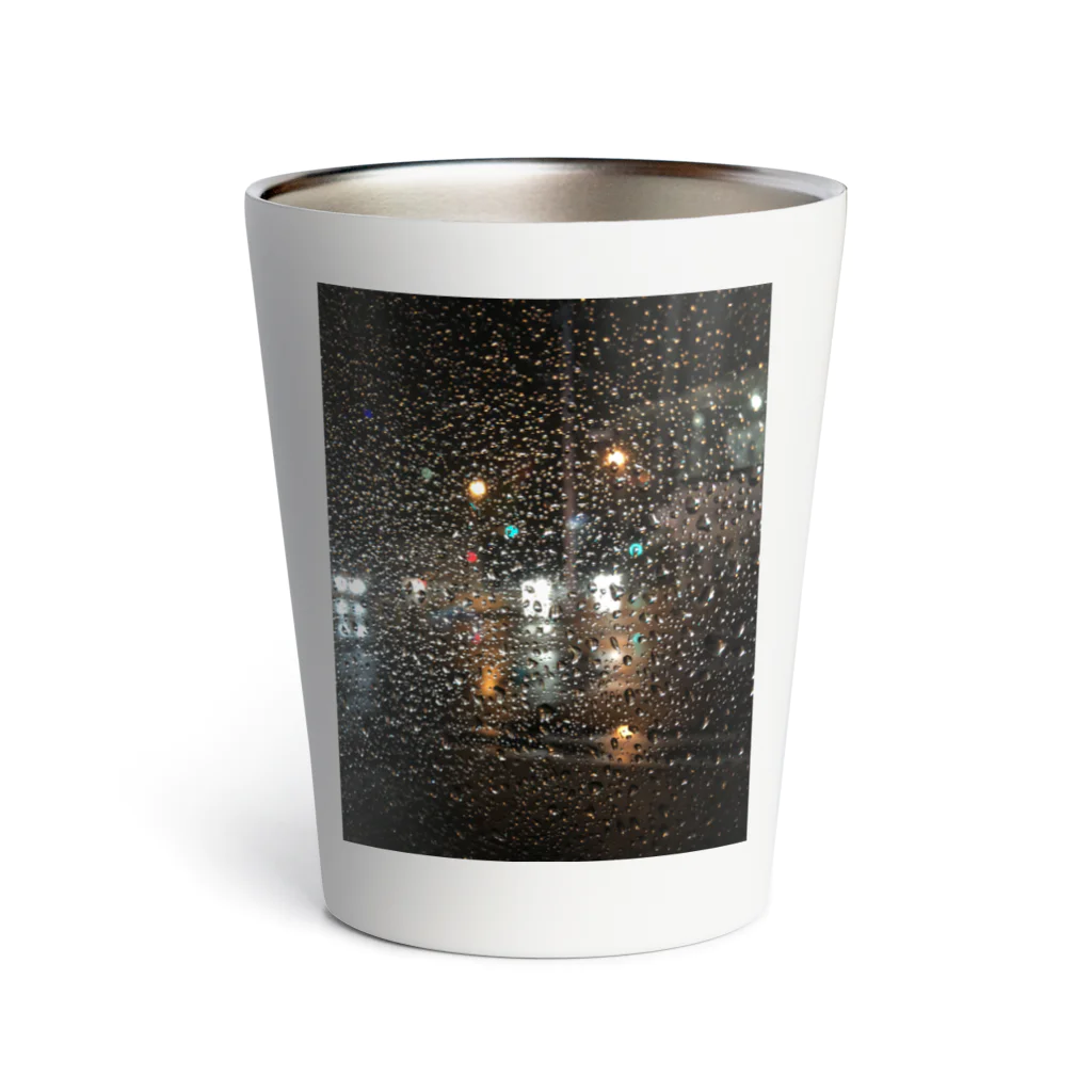 ぐうはうすの雨と夜の道路 Thermo Tumbler