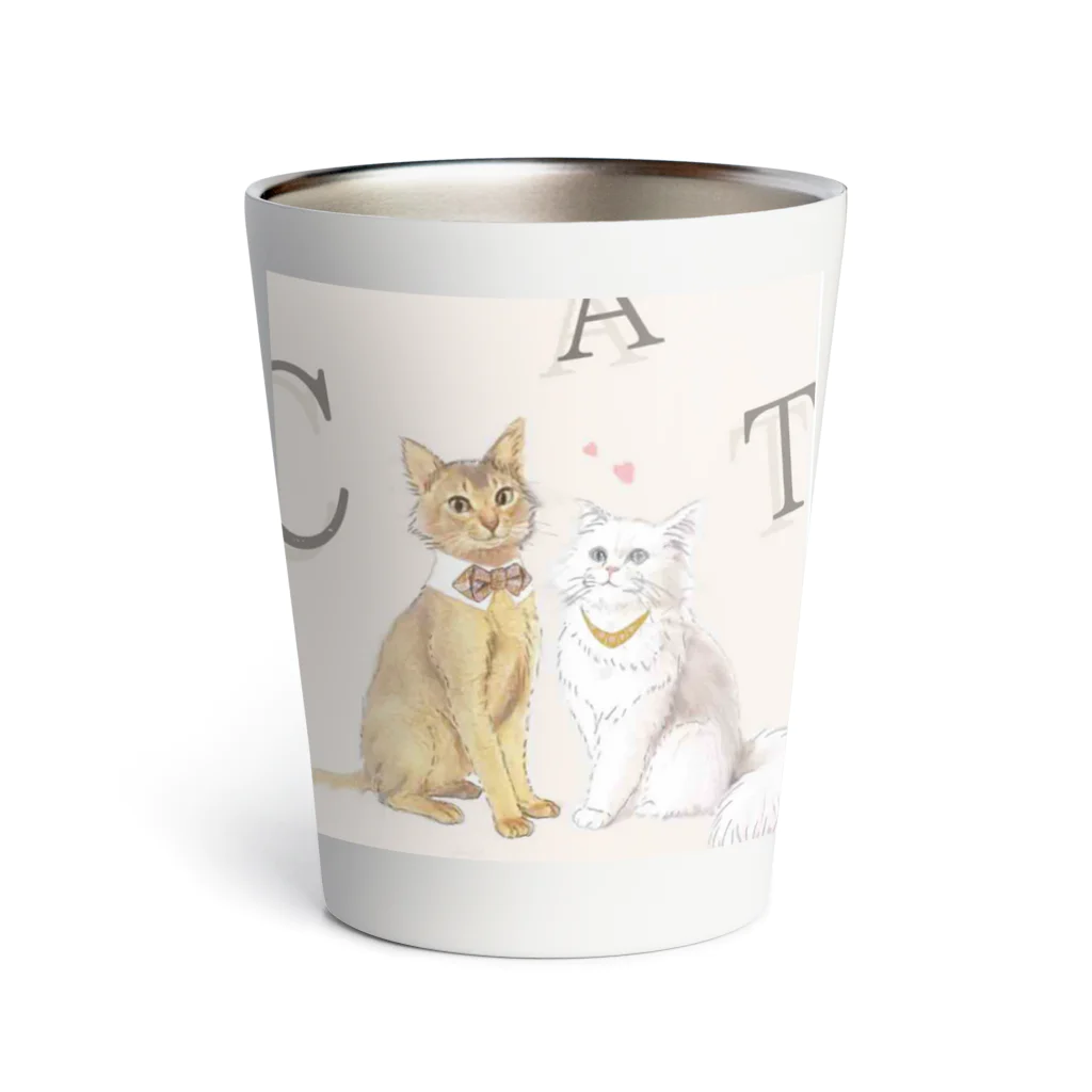 似顔絵婚姻届/スマホDIY婚姻届~ai.create~の無料婚姻届♡猫ちゃん普段VER. Thermo Tumbler