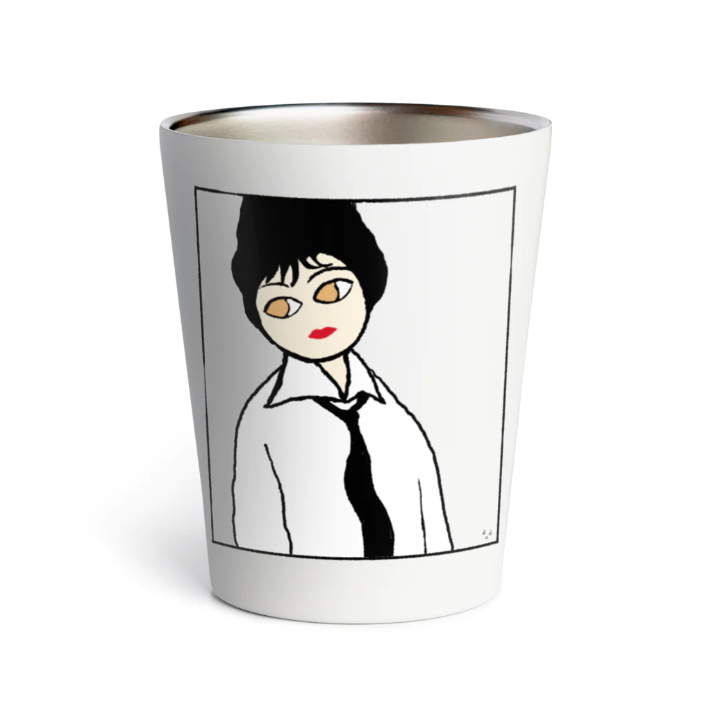 auaの黒いネクタイをした女 Thermo Tumbler