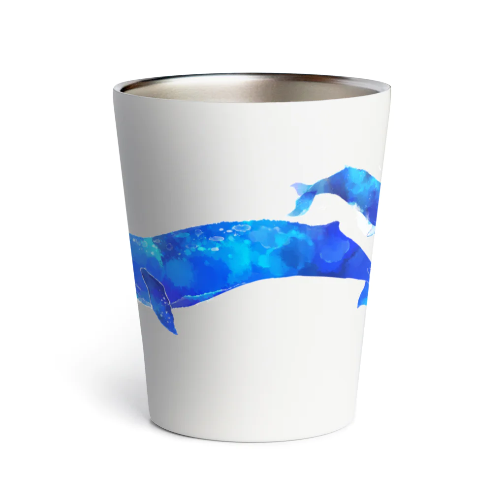 まつおるかグッズの星空ぽいクジラたち（ヨコ） Thermo Tumbler