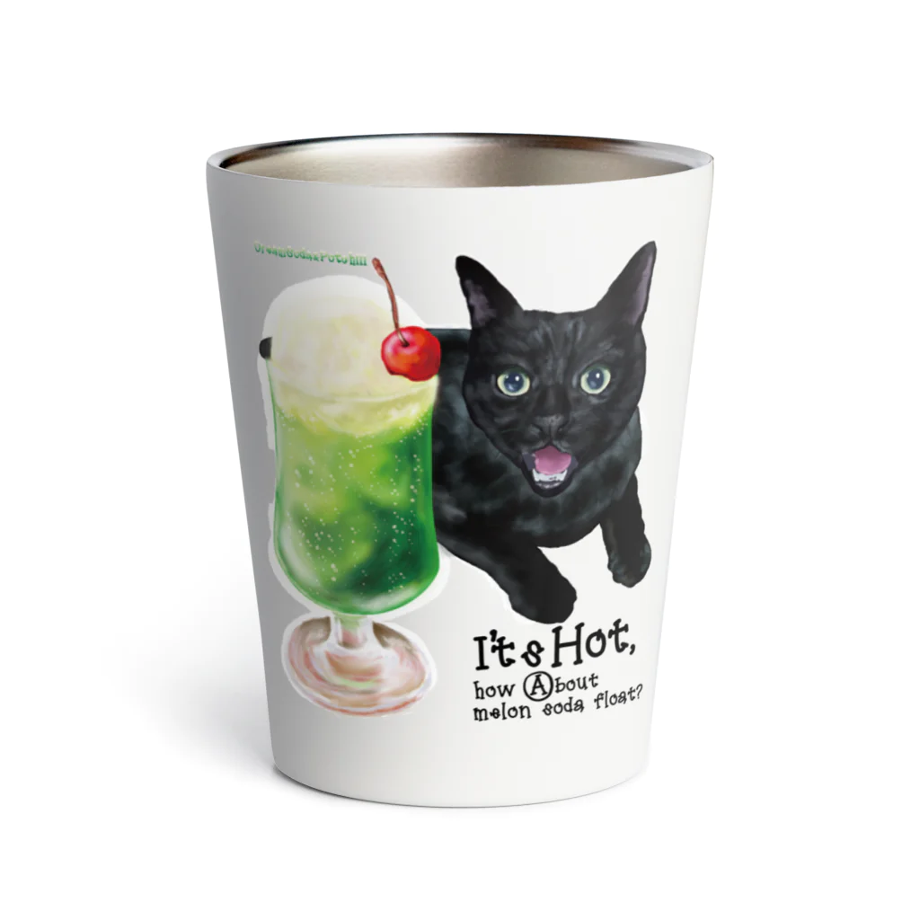 猫とやっし～ぃのアレコレのクリームソーダと黒猫 サーモタンブラー