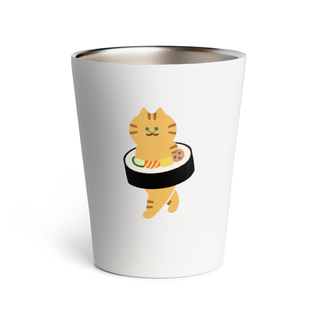 SUIMINグッズのお店の太巻きを自らに巻きつけて運ぶねこ Thermo Tumbler