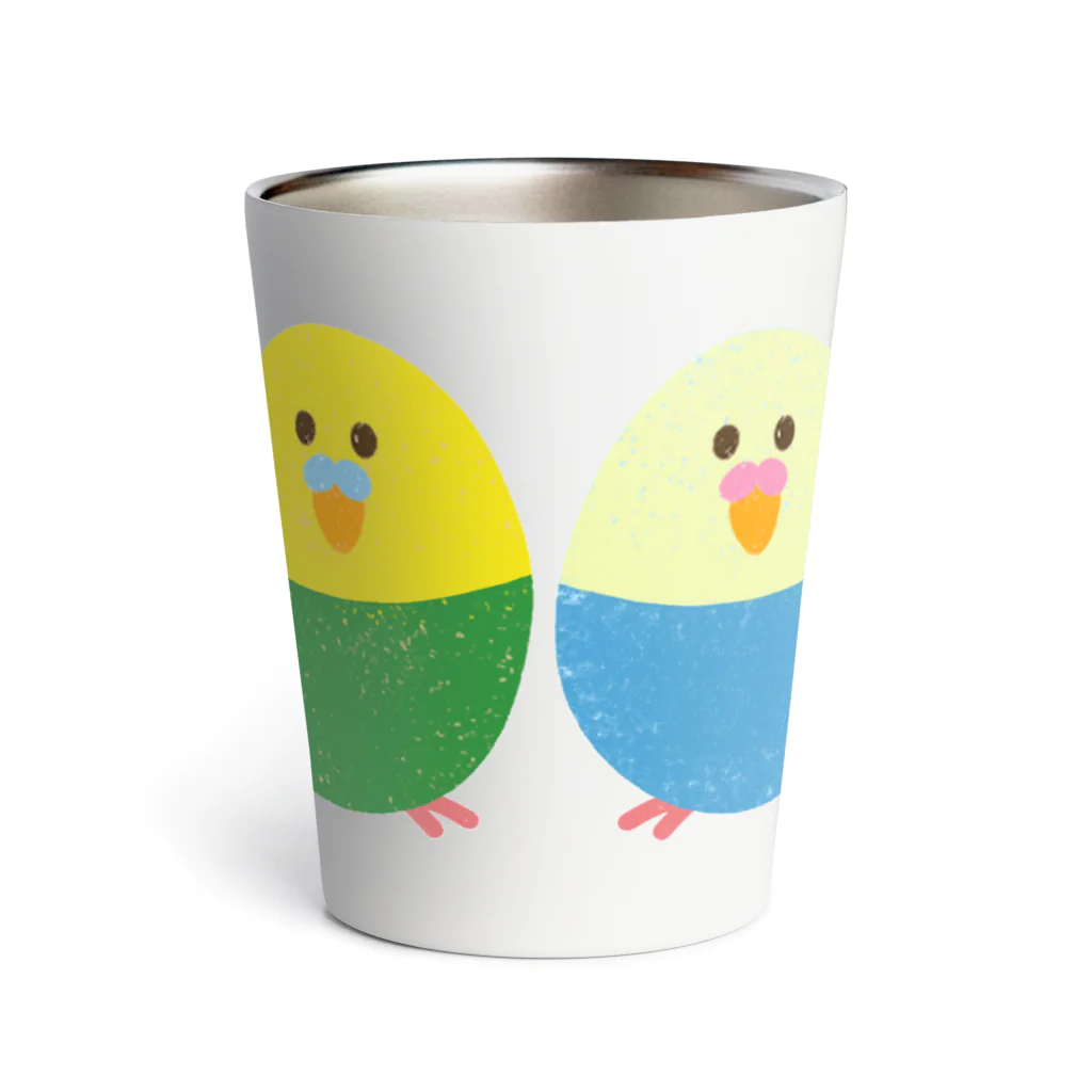 鳥さんインコさんダイスキ商店のたまご型インコさん Thermo Tumbler