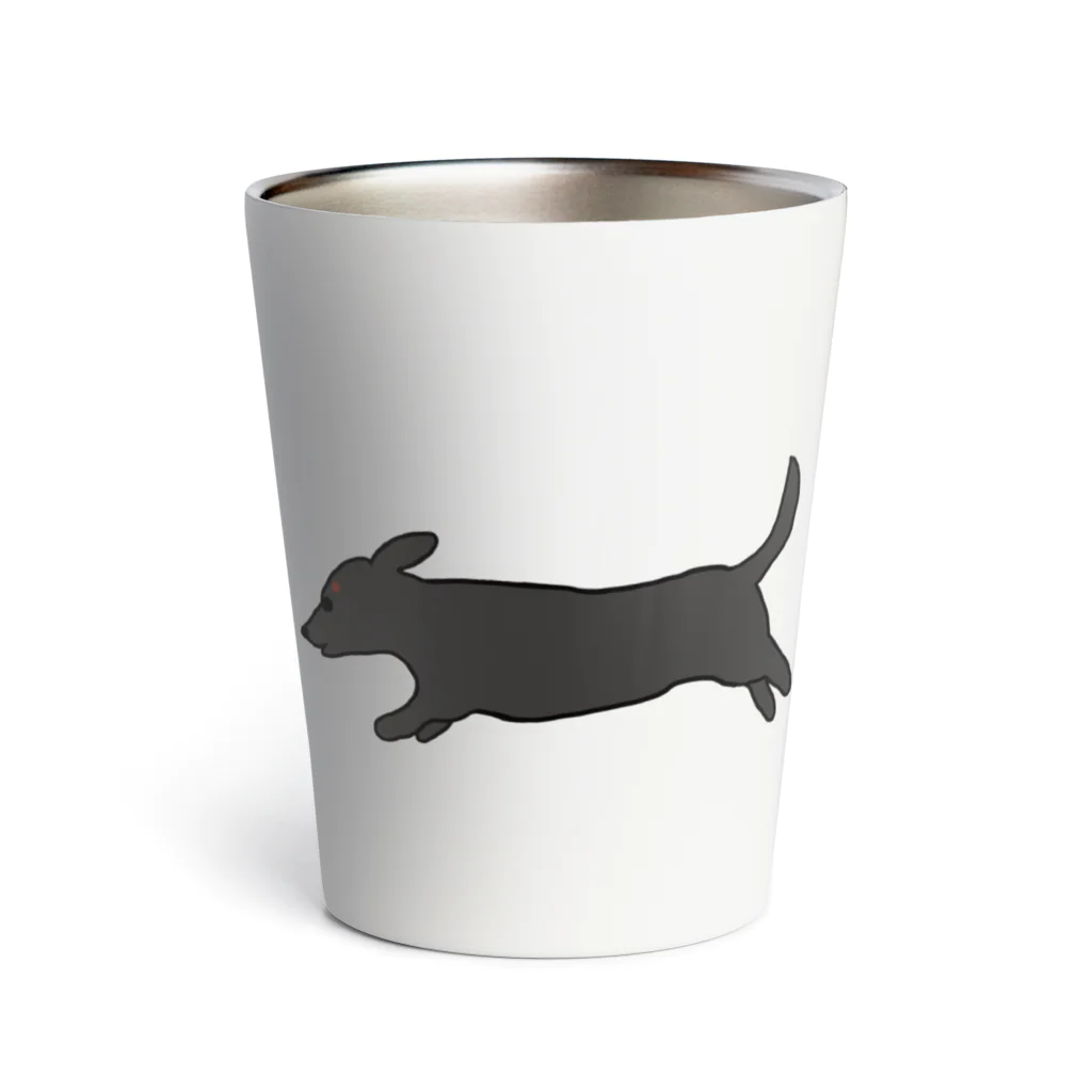 CHOSANAの走る犬 ミニ ダックス ブラック Thermo Tumbler