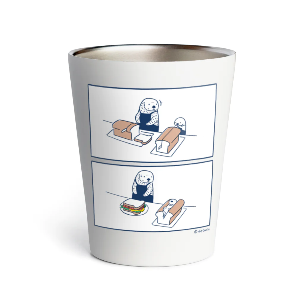 ラッッッコ屋のラッッッコ「２コマ漫画・食パン」 Thermo Tumbler