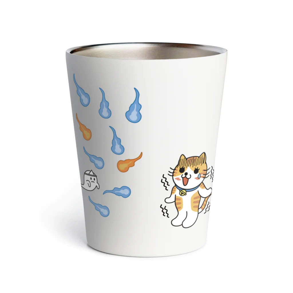 楽猫楽描しげ屋の人魂にゃんこ Thermo Tumbler