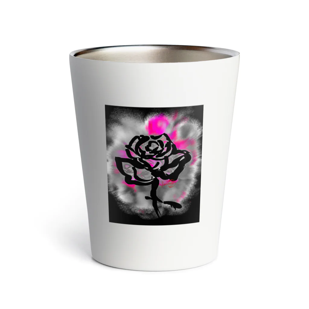 紅空月(kouzuki)designの和筆薔薇_pink Thermo Tumbler