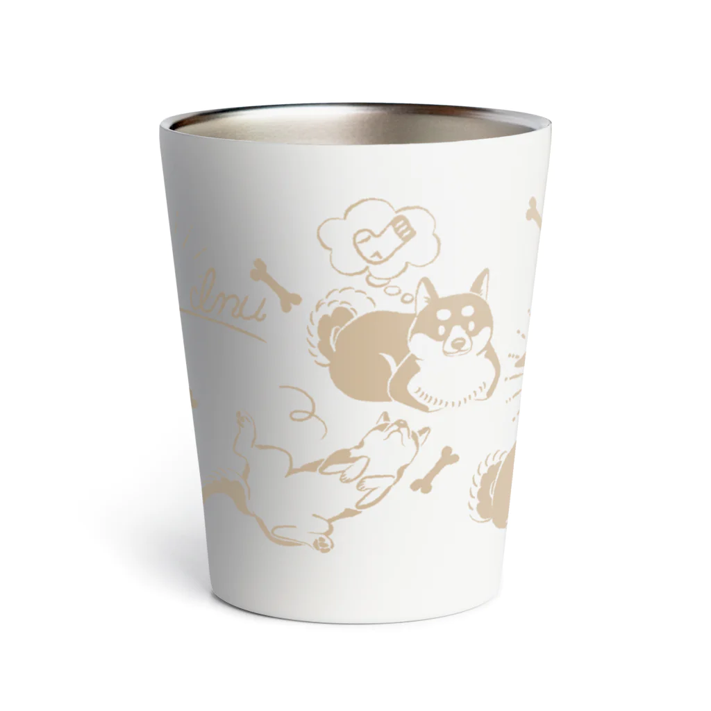 Module SUZURI店のイヌちゃんサーモタンブラー brown on white Thermo Tumbler