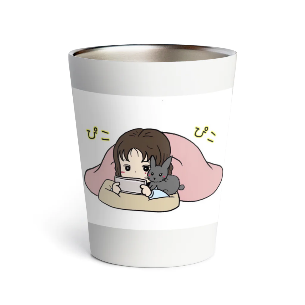 黒うさぎと飼い主の遊んでくんない！ Thermo Tumbler