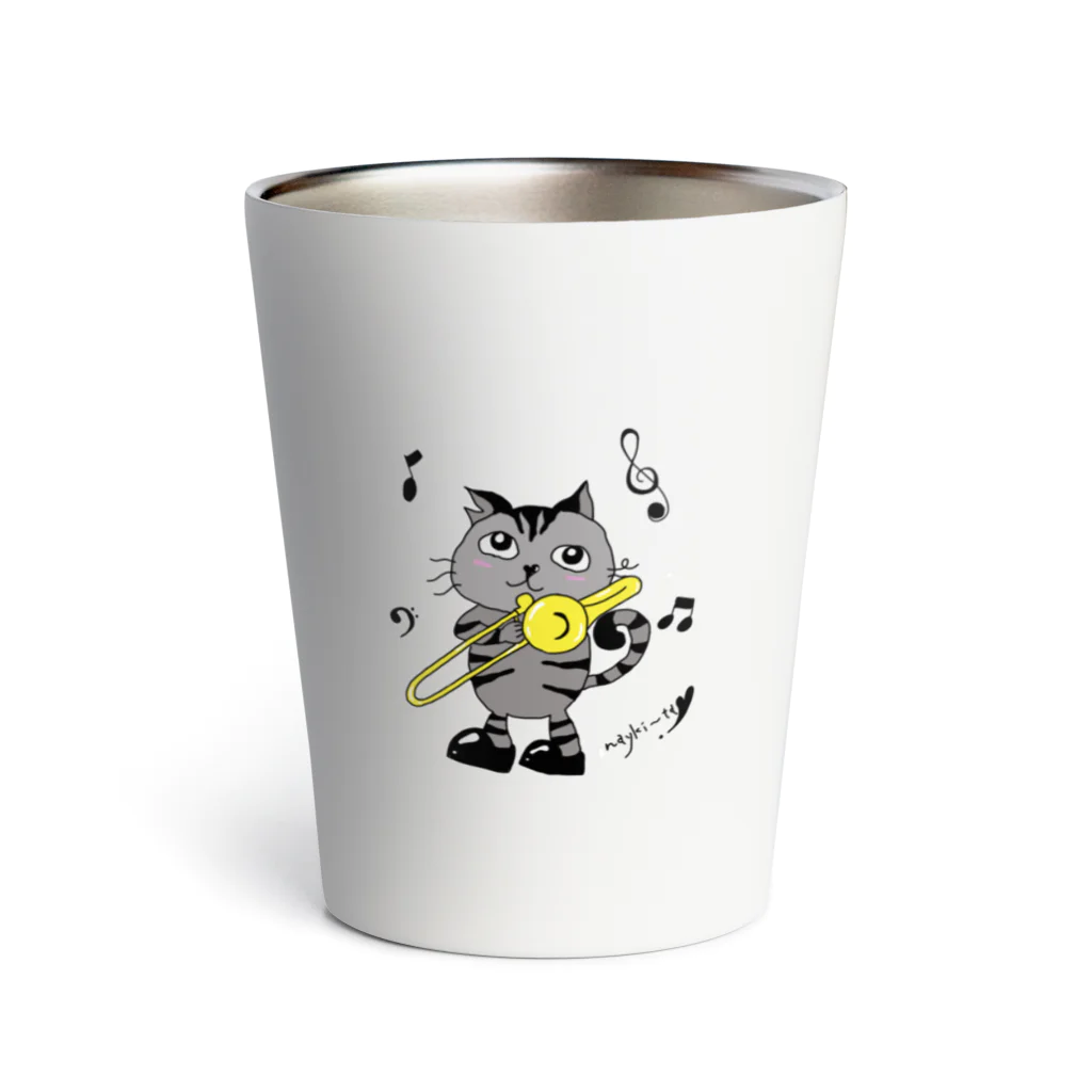 たけちとシュクルのトローンボーンを吹く猫 Thermo Tumbler