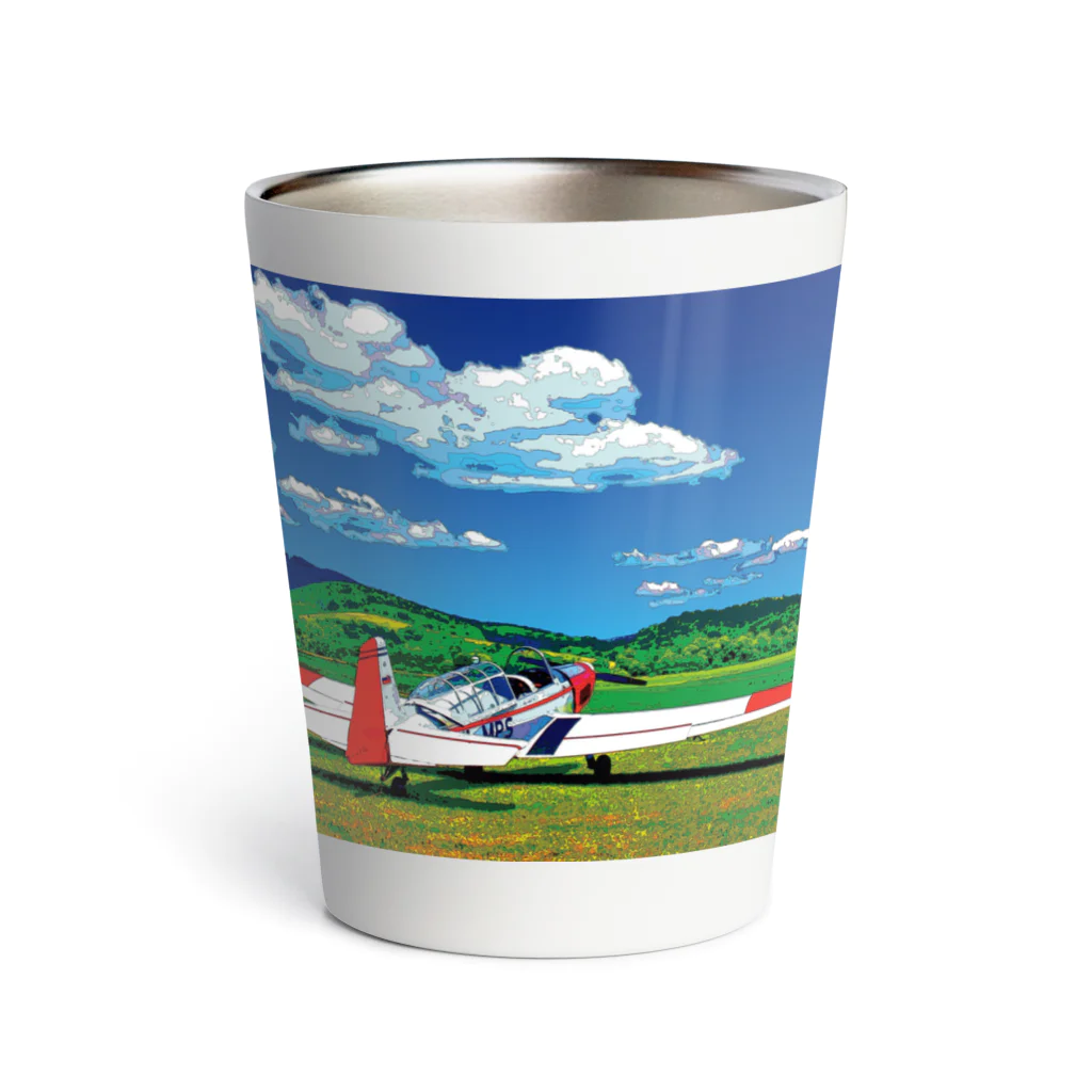 GALLERY misutawoの草原の飛行機 Thermo Tumbler