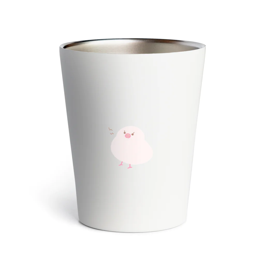 いこ(文鳥中心🌷)のちょっと怒り気味な白文鳥 Thermo Tumbler