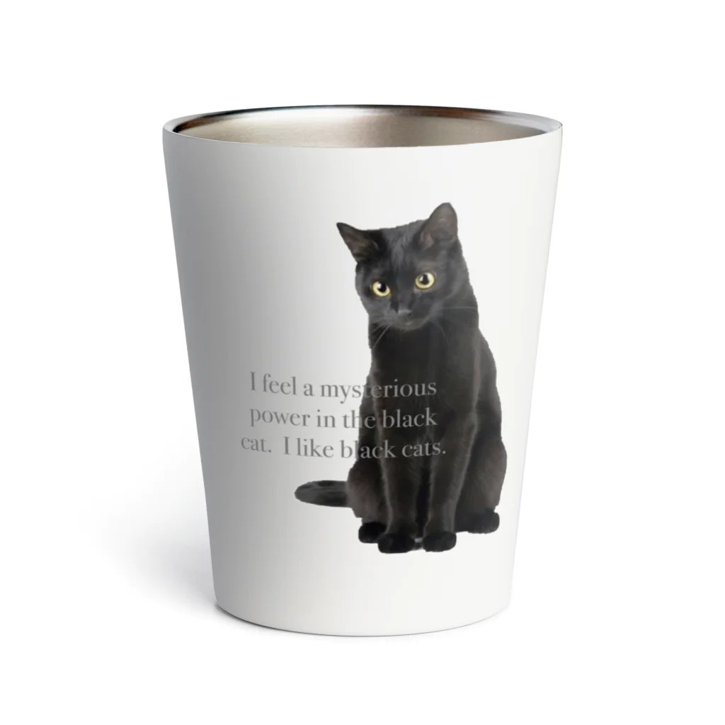 サバミケ、茶トラ、鍵しっぽ。の黒猫大好き Thermo Tumbler