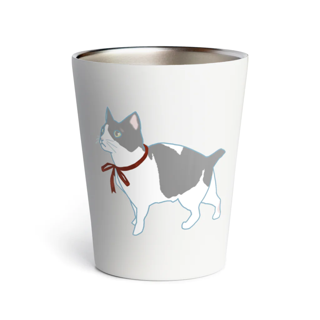 猫猫商店の白黒猫まっくす(リボン) Thermo Tumbler