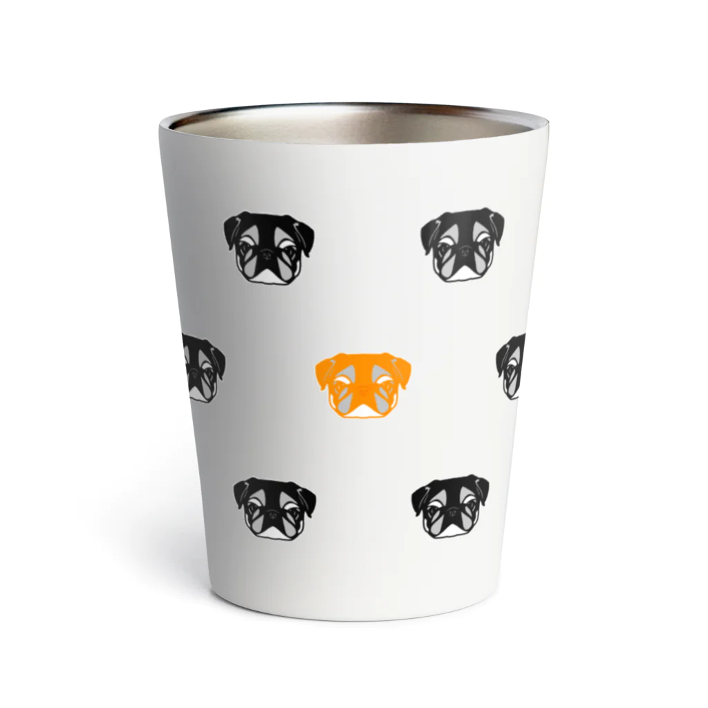 PugPug_SHOの黒パグ_ドットパターンver. Thermo Tumbler