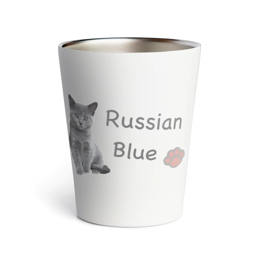 サバミケ、茶トラ、鍵しっぽ。のロシアンブルーの仔猫グッズ Thermo Tumbler