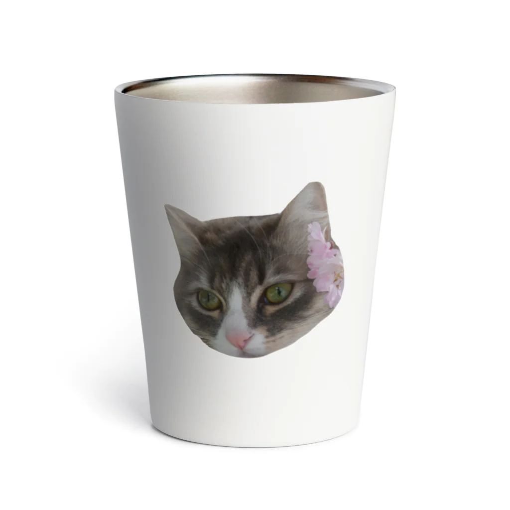 おもごまの猫のごまめちゃんと花 Thermo Tumbler