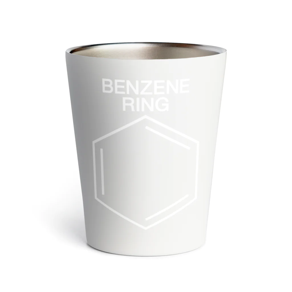 DRIPPEDのBENZENE RING-ベンゼン環の構造式-白ロゴ サーモタンブラー